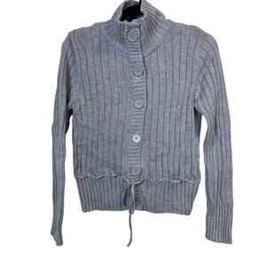Faded Glory Gray Ribbed Button Sweater